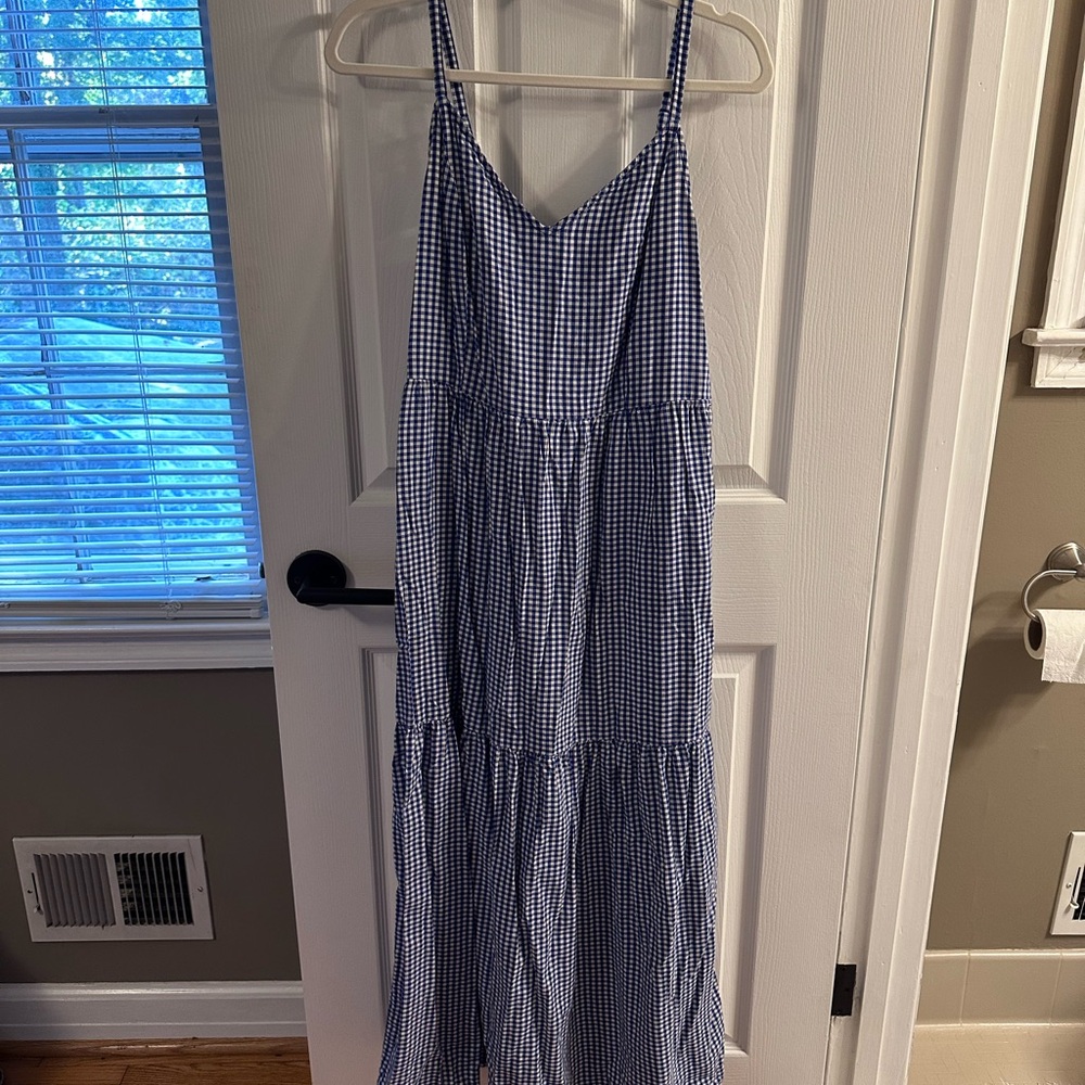 Old Navy Blue Checkered Maxi Dress (M Tall)